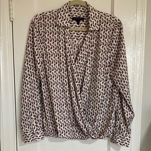 [Banana Republic] White and Red Patterned Blouse